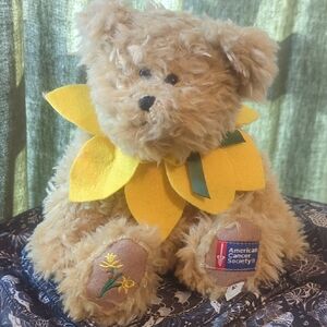 Boyds Bears Tan Plush with Yellow Flower Collar